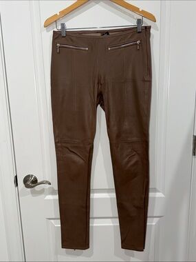 Luxurious Escada 100% lamb leather pants rich brown zipper detail 38/6 vintage
